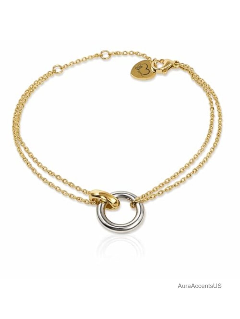Gold Plated Silver Plated Stainless Steel Interlocking Circle Bracelet Layered